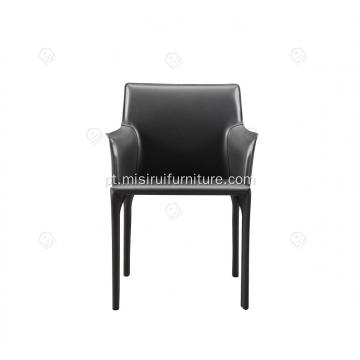 Cadeiras de apoio de couro de sela preta minimalista italiana